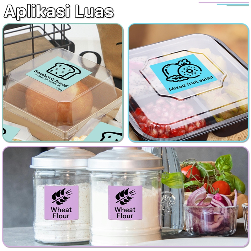 

klm Stiker label termal warna bentuk hati persegi bulat 5050mm 7575mm label termal berkualitas