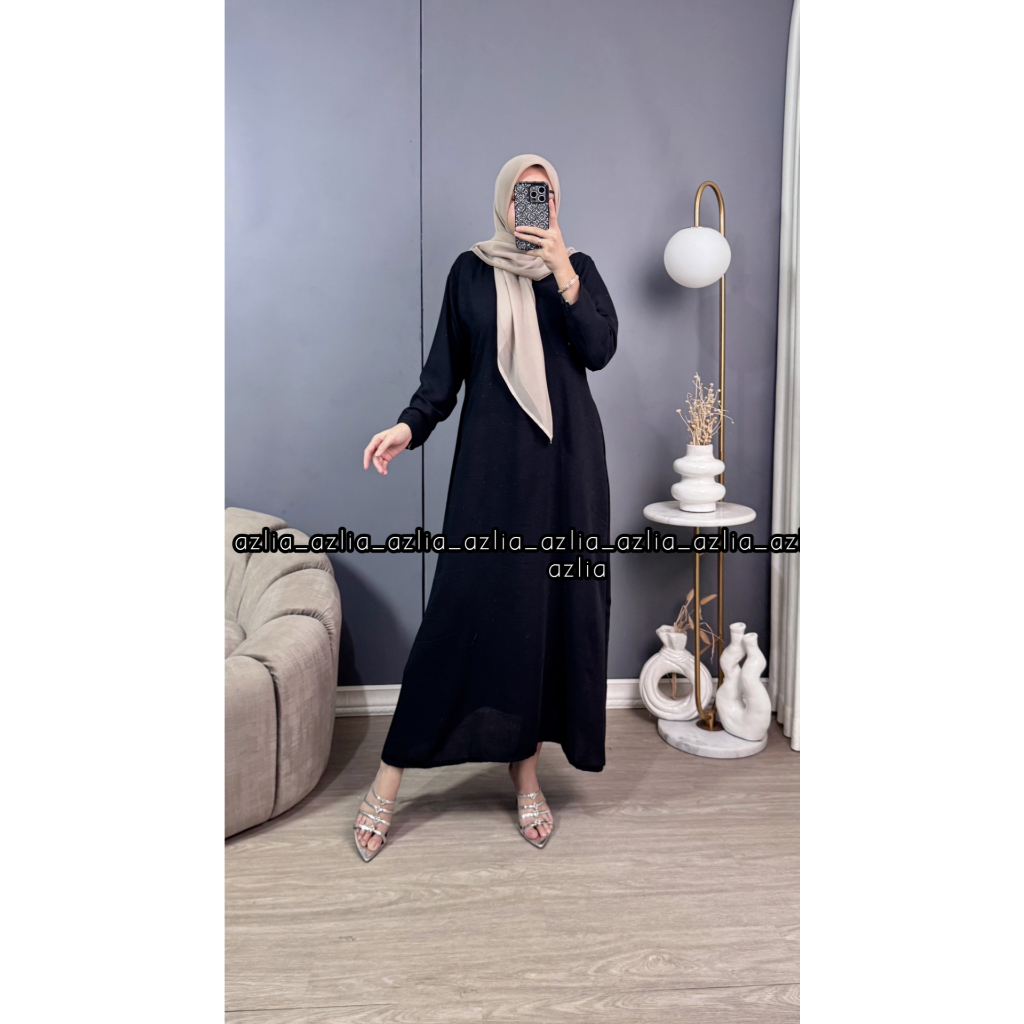 Gamis Polos Crinkle Airflow Lengan Panjang