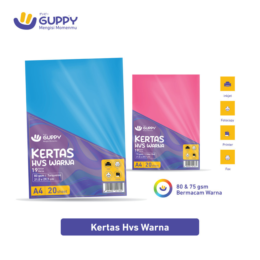 

Kertas HVS Warna Guppy A4 80 gsm (20 Lembar)