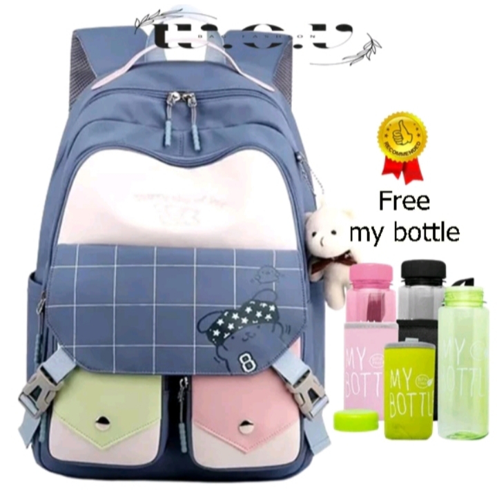 Tas sekolah anak perempuan SD SMP SMA free botol/Tas sekolah anak aesthetic/Tas sekolah anak viral/T