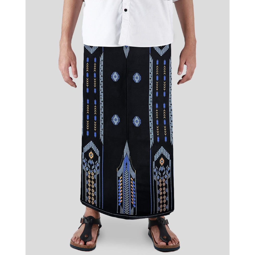 Sarung Mangga Gold Kembang DGW Hitam Biru GKDGW38