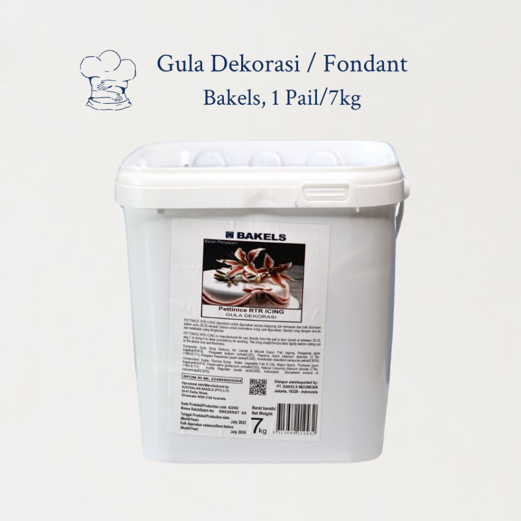 

Bakels Fondant 7kg/1Pail Kemasan Asli – Gula Dekorasi Premium untuk Cake & Pastry