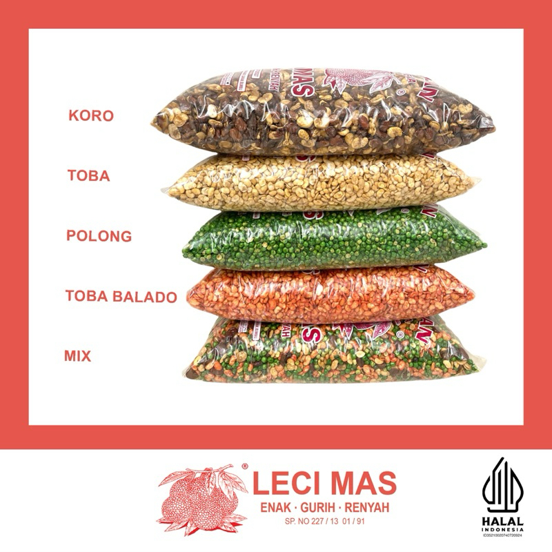 

1 kg LECI MAS Aneka Kacang Kiloan Koro Kulit, Koro Kupas Toba, Polong Hijau, Kapri, Kacang Campur Mix (Asin, Pedas) Snack