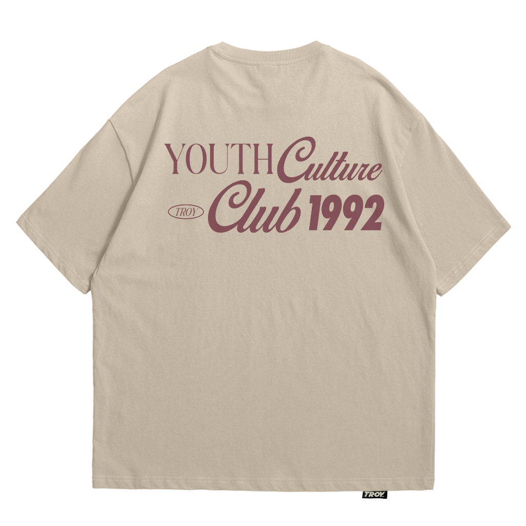 Troy Company Oversize Tshirt Beige Youth Culture - Kaos Oversize Lengan Pendek Coklat Beige OVD 3014