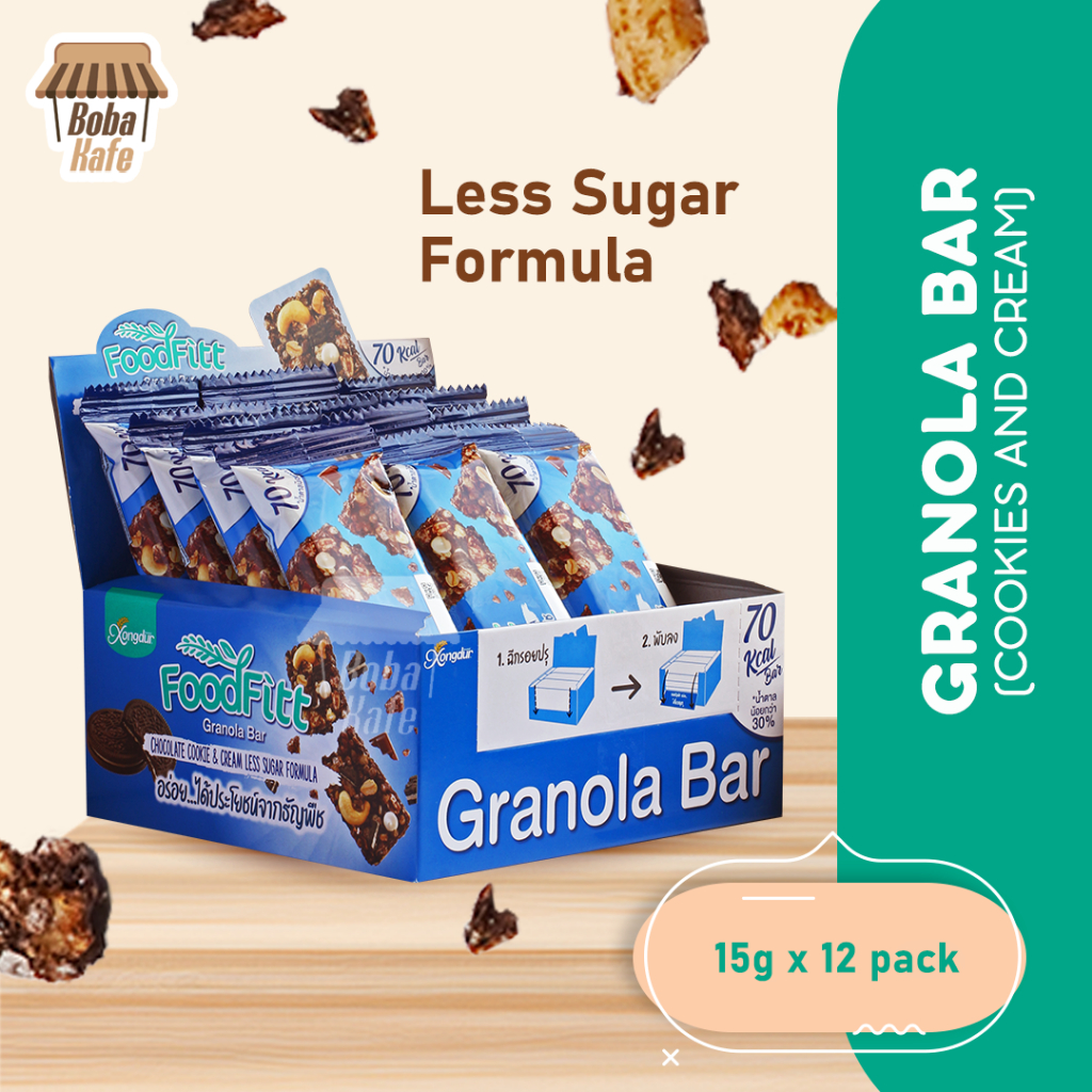 

FOOD FIT GRANOLA BAR COOKIES AND CREAM - @15GR x 12PCS