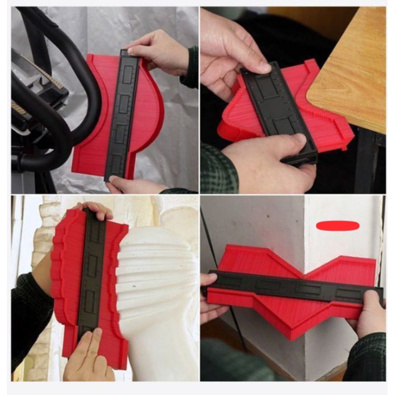 

Countur Copy Ruler 5 inci & 10 inch / Penggaris Pengukur Copy Tukang Kayu Plapon warna merah