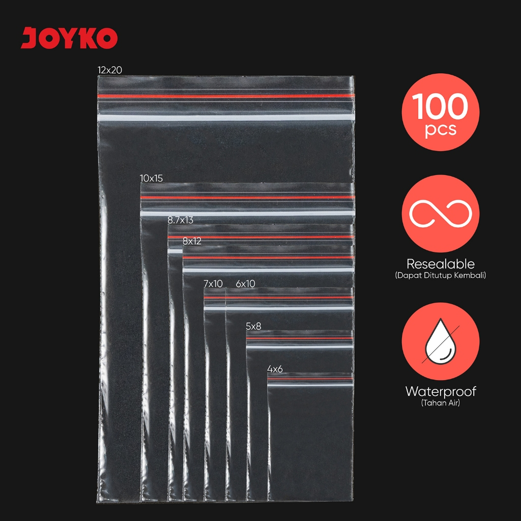 Plastik Klip Resealable Bag RSB-100 Joyko 4X6~12X20