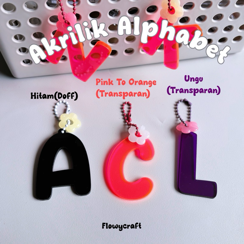 Gantungan Huruf Alphabet Akrilik Bag Charm | Gantungan Huruf Inisial Akrilik | Gantungan Kunci Huruf
