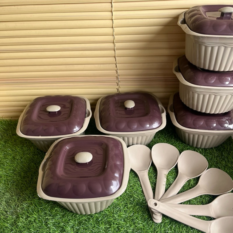 [6 pcs] Basi Prasmanan Segi Keyen Free Centong Wadah Sajian Bakul Plastik Serbaguna Berkat Hajatan