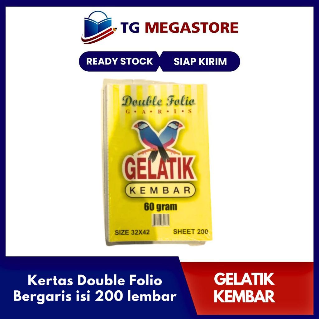 

Kertas Double Folio Bergaris GELATIK KEMBAR isi 200 lembar