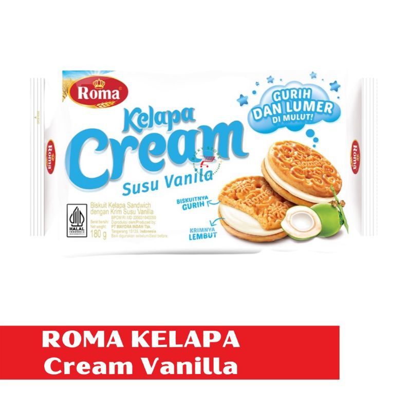 

BISKUIT ROMA KELAPA CREAM ALL VARIAN 180 GRAM Cookies Kering