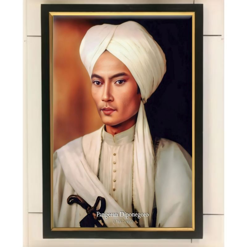 Hiasan dinding poster pangeran Diponegoro plus Bingkai ukuran 53*35