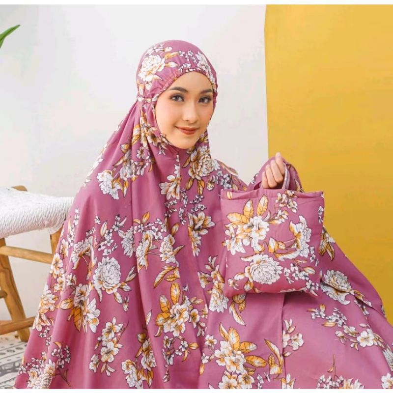 MUKENA DEWASA SAKURA BALI MOTIF / MUKENA MOTIF BUNGA RENDA /