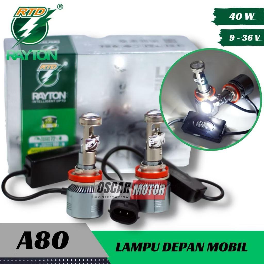 LAMPU UTAMA MOBIL 2 PCS RAYTON A80 H11 H4 H H7 KIPAS RTD LED 40 WATT 19-36V SUPER CAR