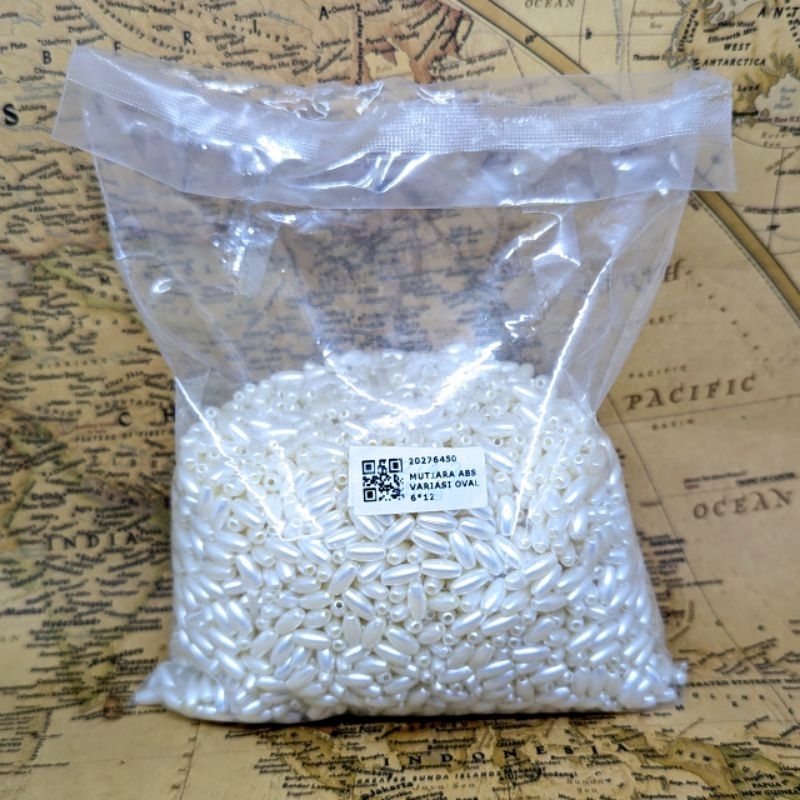 1 Pon Mutiara ABS Variasi Oval 6x12 - 450gr manik manik oval Abs