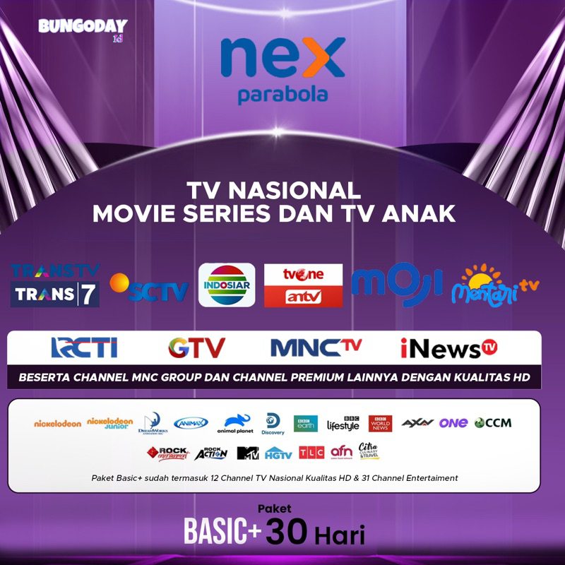 PAKET BASIC+ NEX PARABOLA MURAH 360 HARI NEX PARABOLA