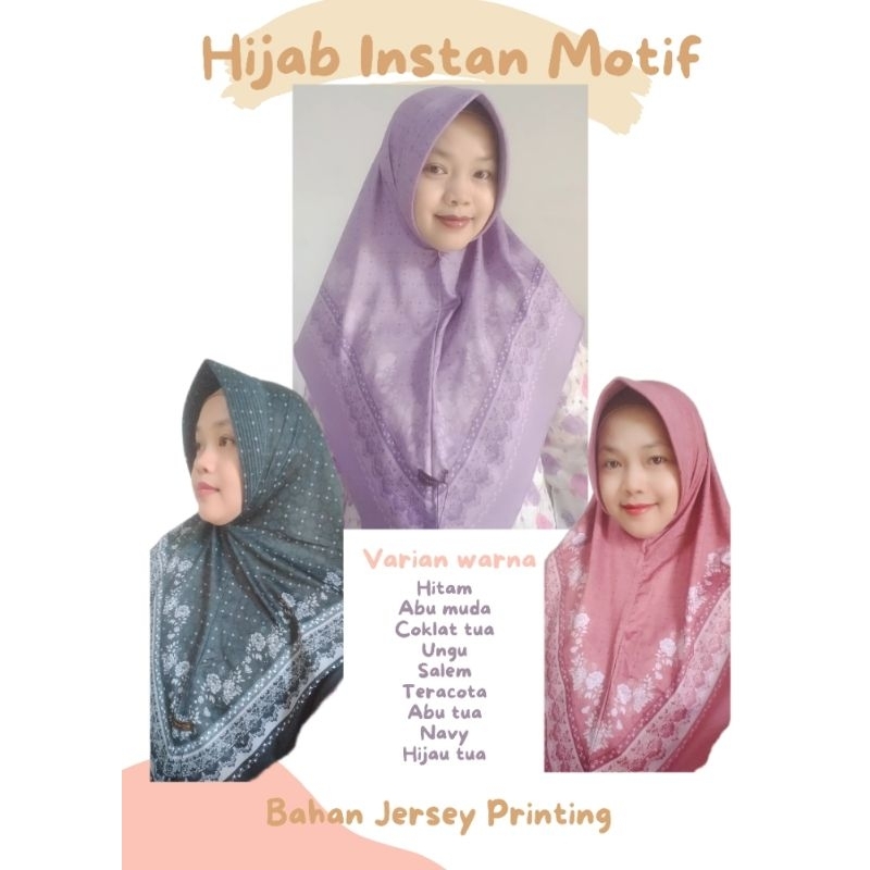 Hijab Instan Motif / Hijab Instan Jersey / Hijab Jersey Motif / Hijab Jersey Premium / Hijab Instan 
