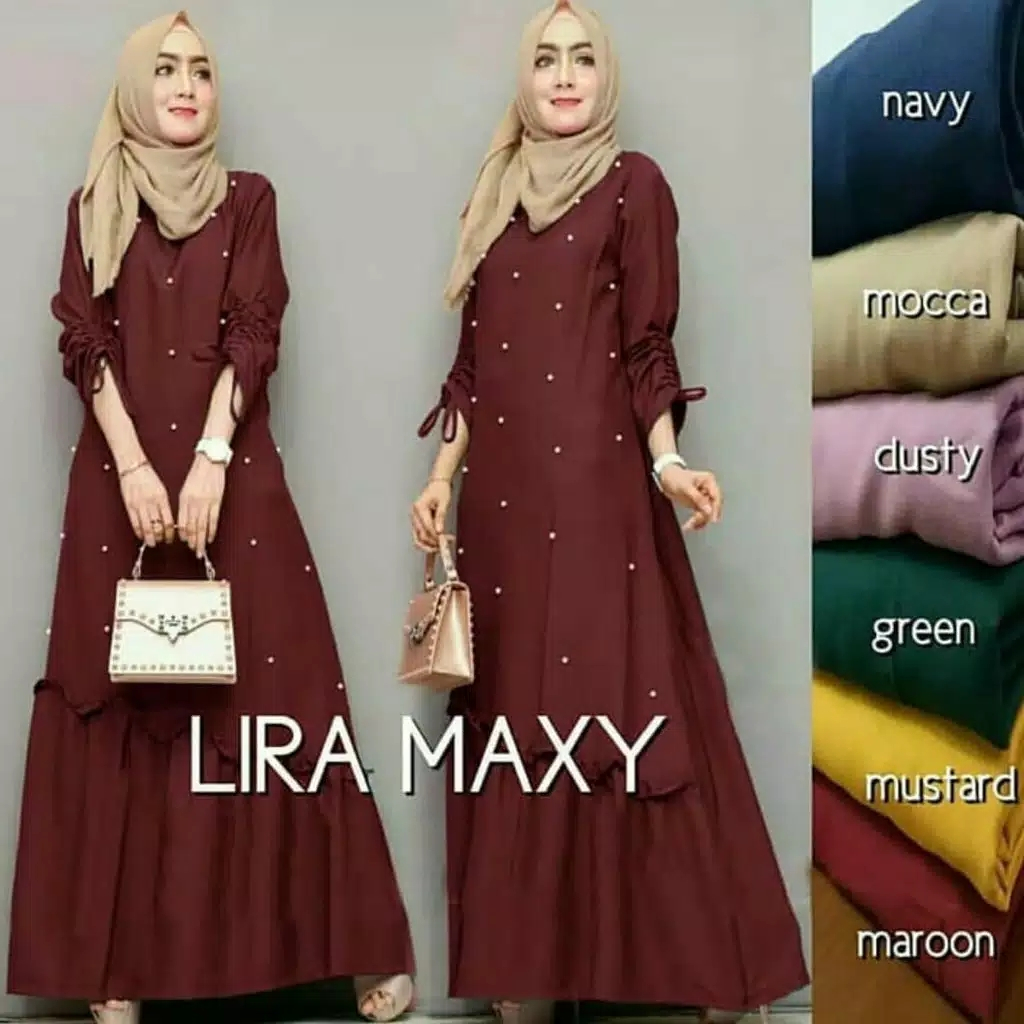 Maxy liras mutiara size L bahan katun baloteli dress maxi lira ukuran lingkar dada 100cm panjang 130