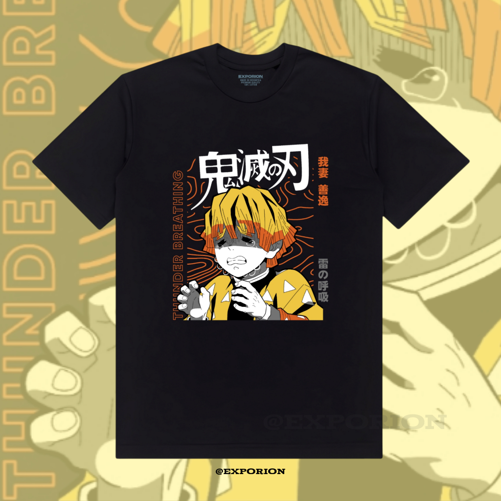 EXPORION Baju Kaos Anime Demon Slayer ZENITSU AGATSUMA Thunder Breathing