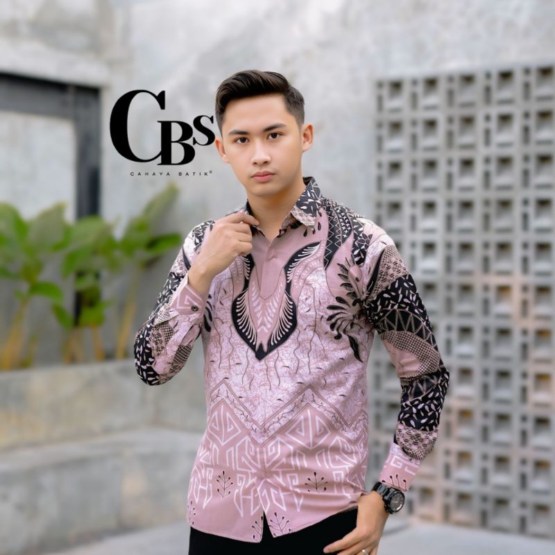Motif Wasesa soft pink dusty pink Kemeja Batik Pria Lengan Panjang Slimfit Premium Bahan Katun Halus