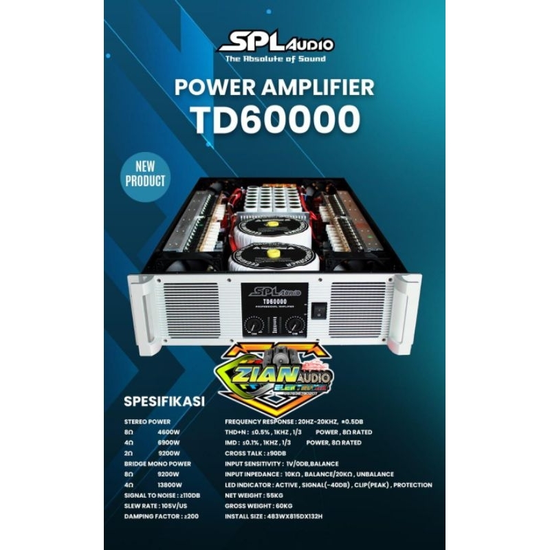 SPL Audio Power Amplifier 2 Channel TD 60000 Original 2x4600watt (harga promo) Bonus Kaos