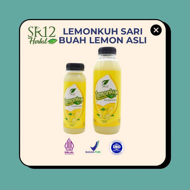 

LEMONKUH SR12 / SARI BUAH LEMON ASLI / ORIGINAL HALAL BPOM / PELANGSING PENURUN BERAT BADAN