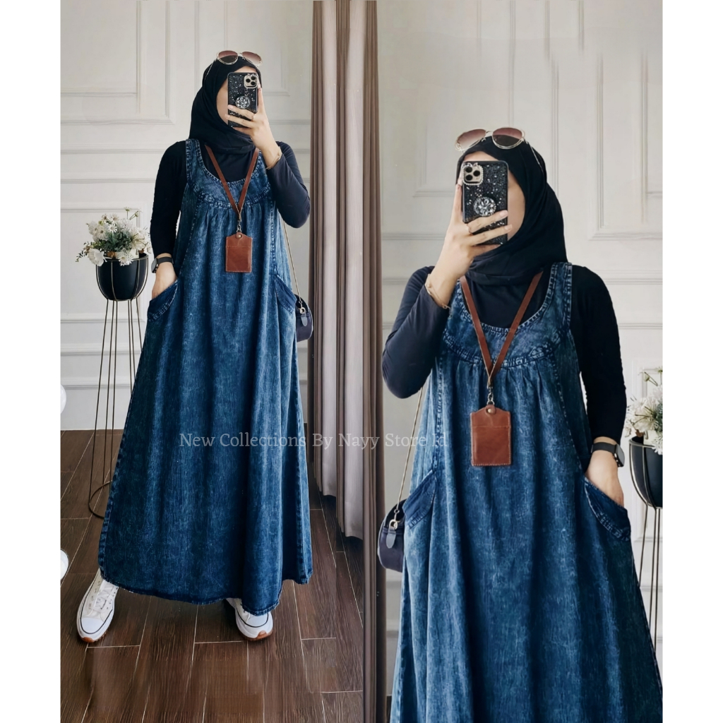 Qanita Baju Kodok Overall Overal Dress Jeans Wanita Terbaru Murah 2025 Polos Premium Kekinian