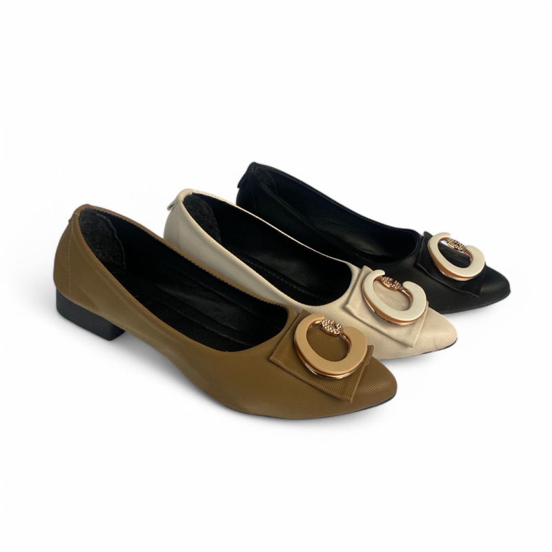 Sepatu Kerja Wanita Hak Chunky Heels 3cm Flat Shoes 003