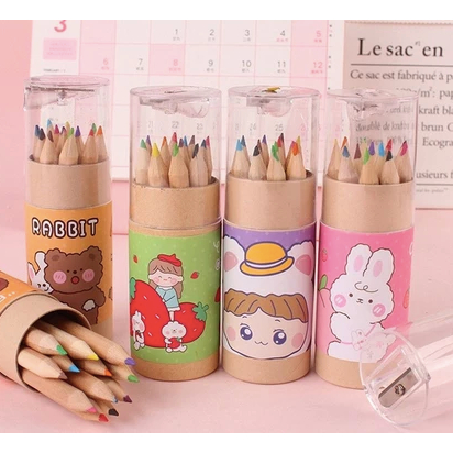 

❤LOLA❤ SET PENSIL WARNA TABUNG | Pensil Warna 12 IN 1 + Serutan Pensil Color Pencils Quality Pensil Warna Karakter Kemasan Tabung Murah
