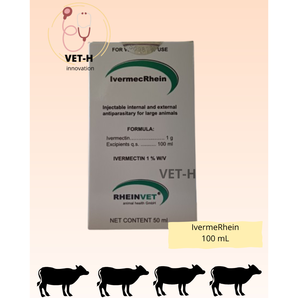 IvermecRhein 50 ml Rheinvet - antiparasit suntik internal dan eksternal untuk sapi