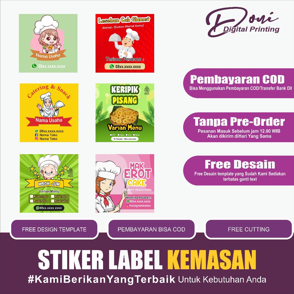 

Promo STIKER LABEL KEMASAN / STIKER LABEL MAKANAN / MINUMAN / STIKER CUSTOM / STIKER CHROMO