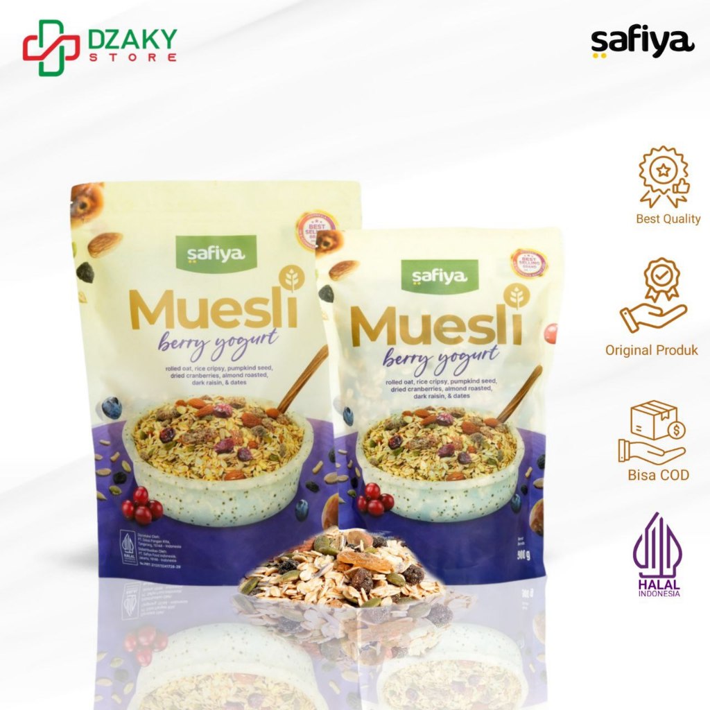 

Muesli Berry Yogurt Sereal Sehat With Almond Premium - Authentic Safiya Food 500gr & 1kg