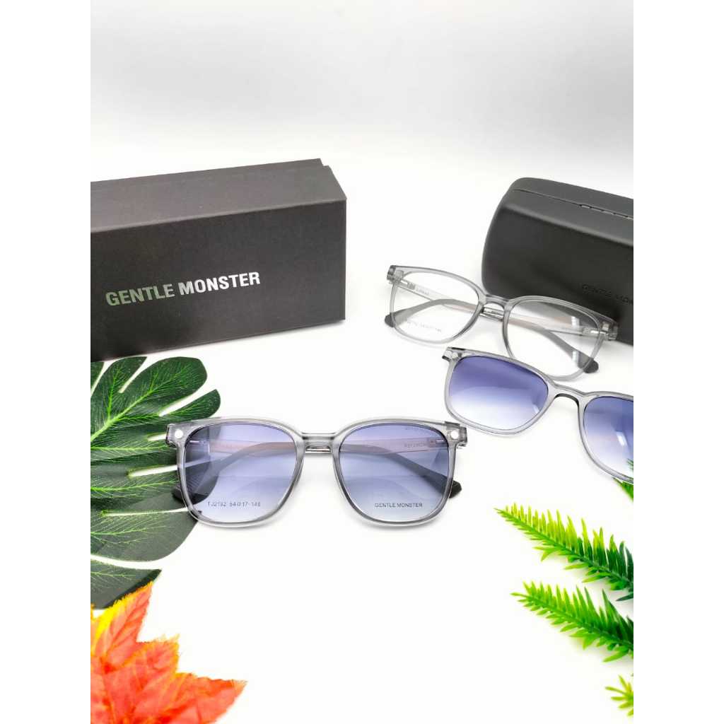 Best Seller Kacamata New Clip On Gentle Monster 2192 Lensa Clear Blue Polarized Frame Clear Grey