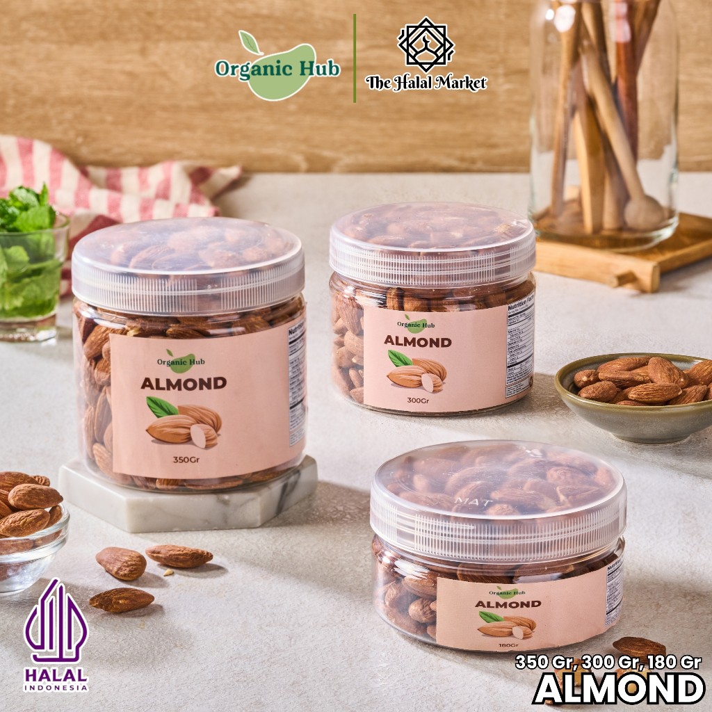 

Organic Hub Kacang Almond Panggang Kupas Premium Organik Roasted Almond Original Natural 100%