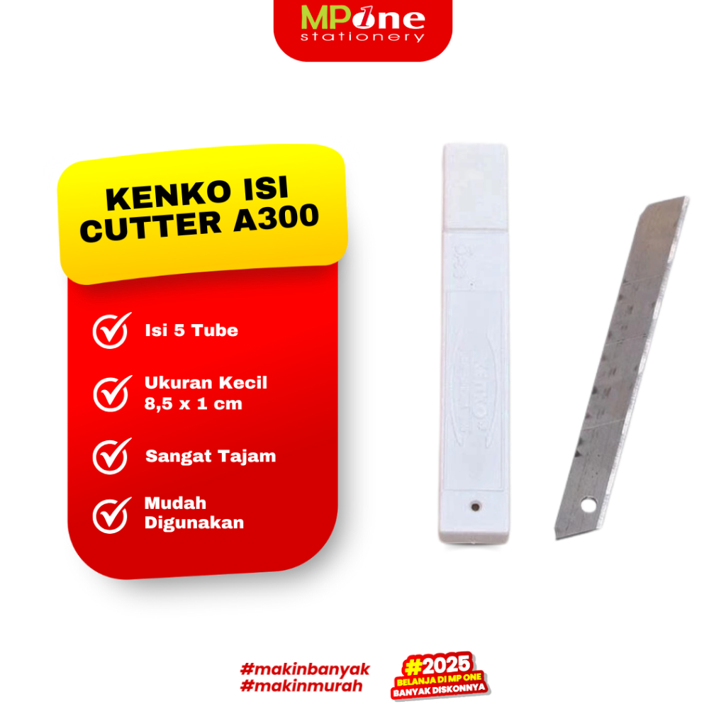 

(1 TUBE) Kenko Isi Cutter Kecil A300 Isi 5 PCS / Refill Cutter Kecil Tajam A-300 Kenko