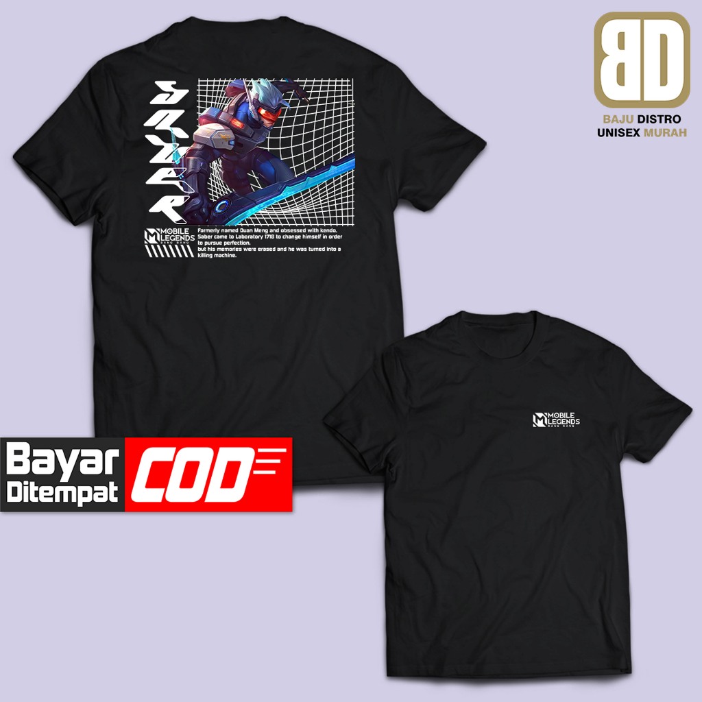Kaos SABER HERO MLBB MOBILE LEGEND DB Distro Pria/Wanita Dewasa Baju Atasan Unisex Premium Murah