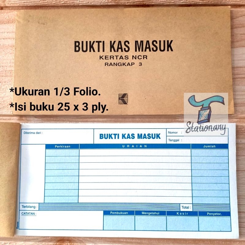 

Buku Kas Masuk 1/3 Folio, 3 Rangkap.