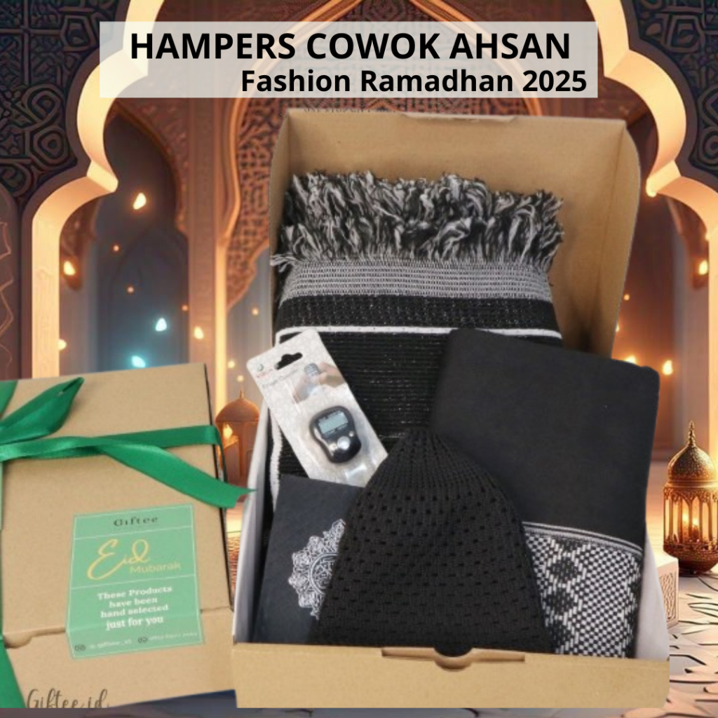 PAKETHAMPERS COWOK AHSAN SAJADAH SARUNG ALQURAN PECI TASBIH MUSLIM ISLAM SHOLEH PRIA COWO PACAR KADO