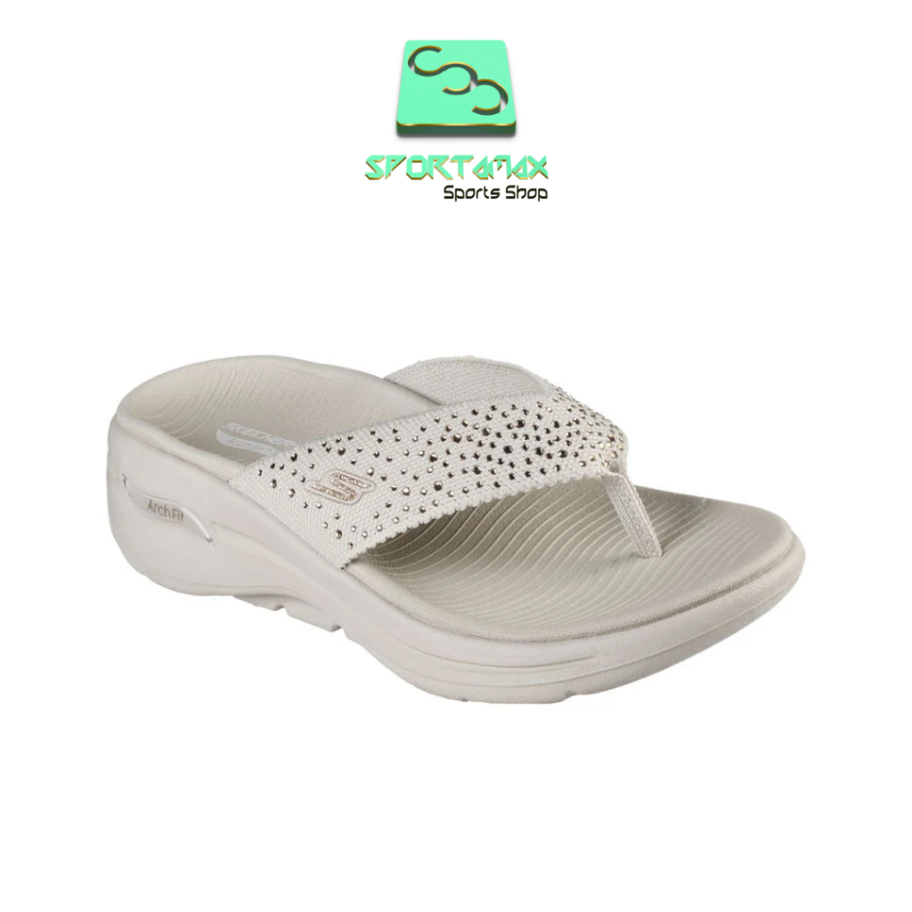 SANDAL ORIGINAL DISCOUNT MURAH SKECHERS GO WALK ARCH FIT DAZZLE NATURAL [140228/NAT]