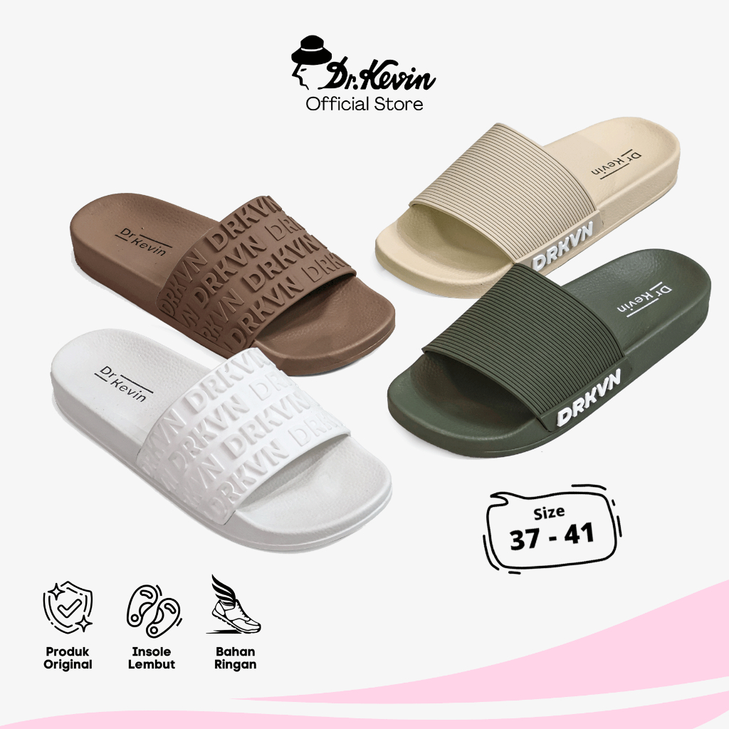 Dr. Kevin Sandal Selop Wanita Hak Rata Flat Sandal 571-116 & 571-117