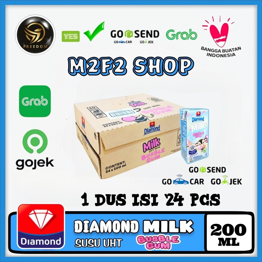 

DIAMOND Milk Bubble Gum | Susu Rasa Permen Karet Kotak UHT - 200 ml Kemasan Karton (Khusus Bluebird/Gosend/Grab)