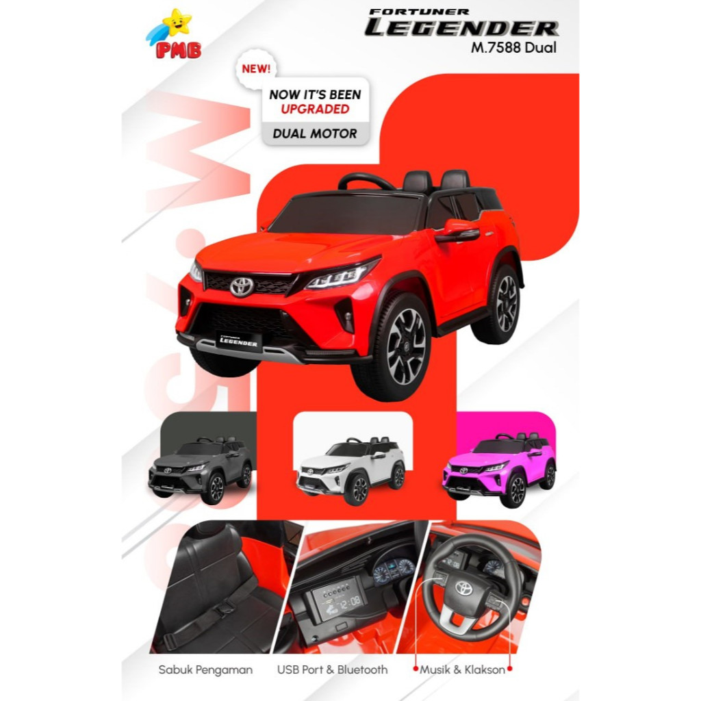 Mainan Mobil Aki Toyota Fortuner Legender M7588 DUAL