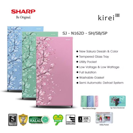 Kulkas 1 Pintu SHARP (New Look) SJ-N162 Merah Muda Original Garansi resmi