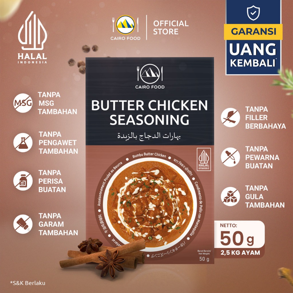 

Bumbu Butter Chicken Sehat – Tanpa MSG, 100% Rempah Murni | Cairo Food