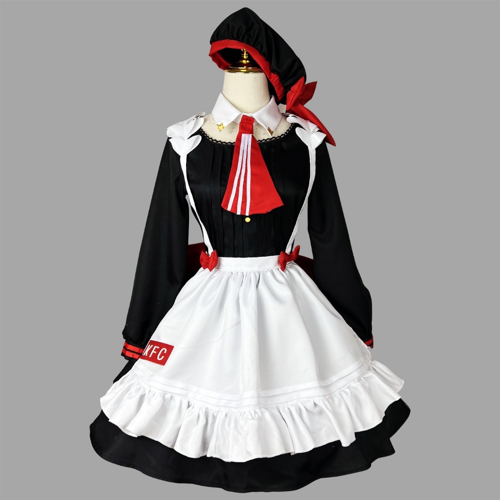 Genshin impact cosplay costume Noelle dress KFC uniform Lolita maid dress wig Halloween costumes for