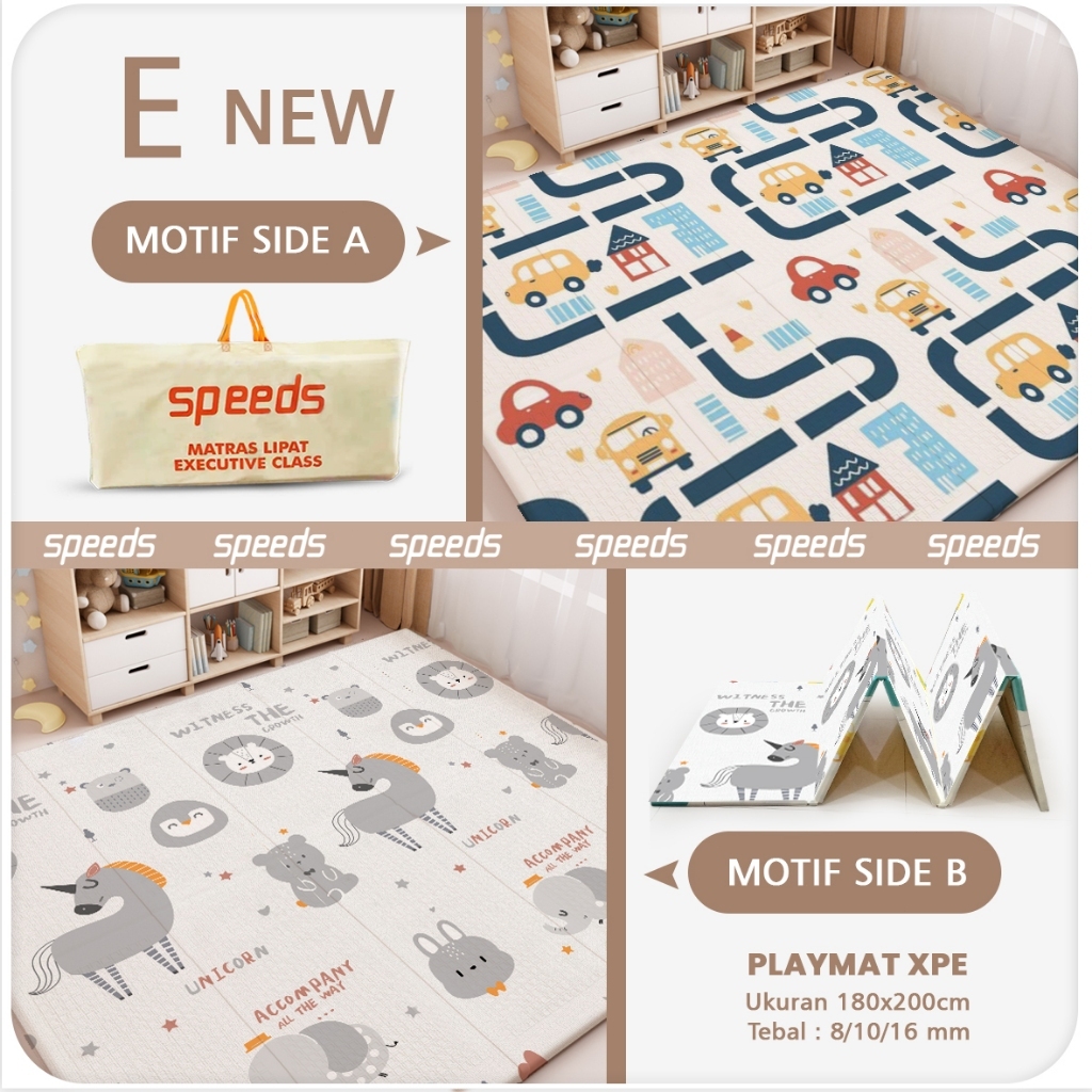 【Stok asli indonesia】Baby Playmat anak matras bayi playground karpet play mat lipat 10mm -  Lipat bo