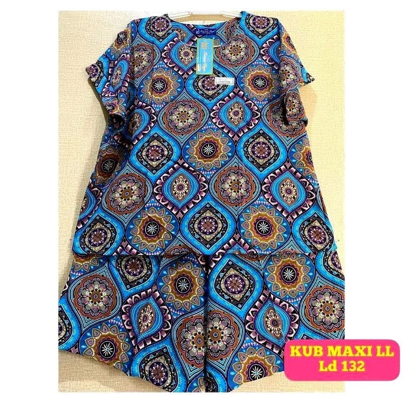SETELAN JUMBO LD 132 CM KENCANA UNGU LABEL BIRU MAXI LL BAJU DASTER UKURAN BESAR