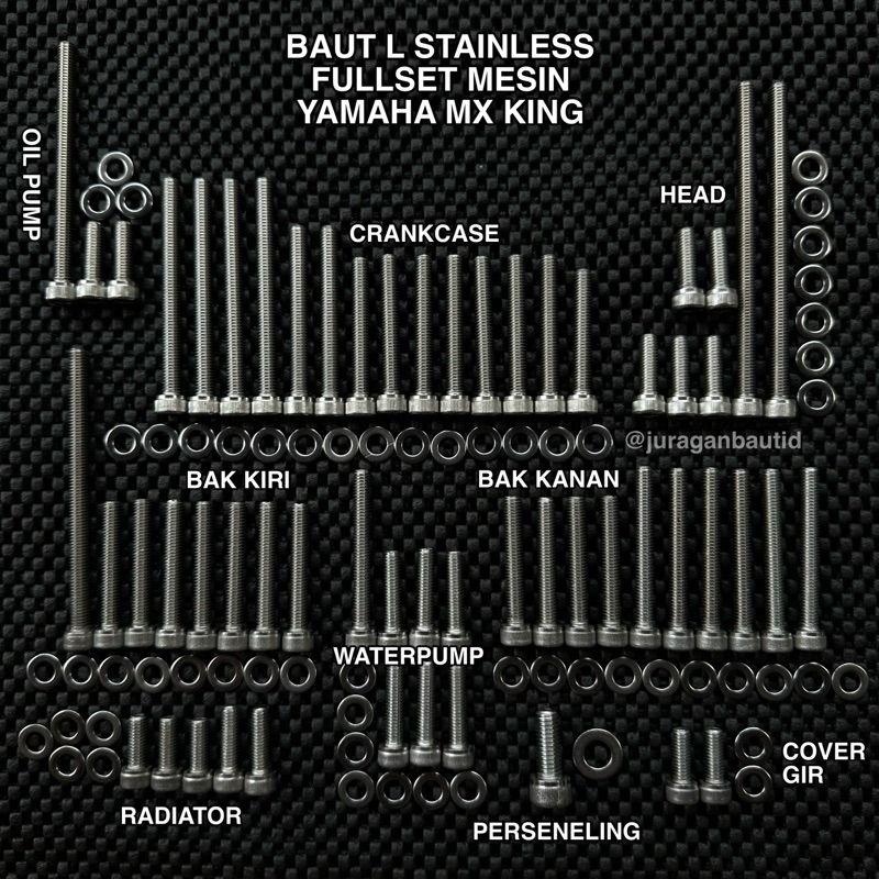 BAUT L STAINLESS FULL MESIN YAMAHA VIXION OLD VIXION NEW JUPITER MX KING ASLI STAINLESS ANTI KARAT S