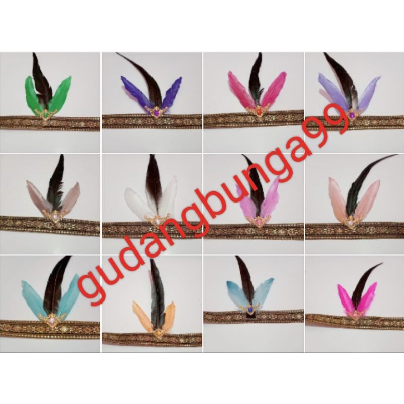 mahkota bandana bando ikat kepala karnaval tari PITA bulu DEPAN etnik papua