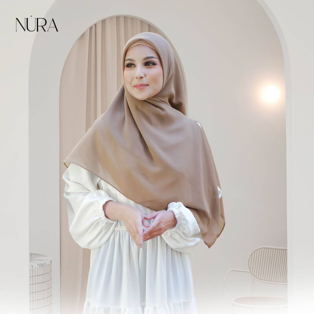 NURA - hijab sleting pendek - hijab khimar sleting - kerudung instan zipper - grace zipper square